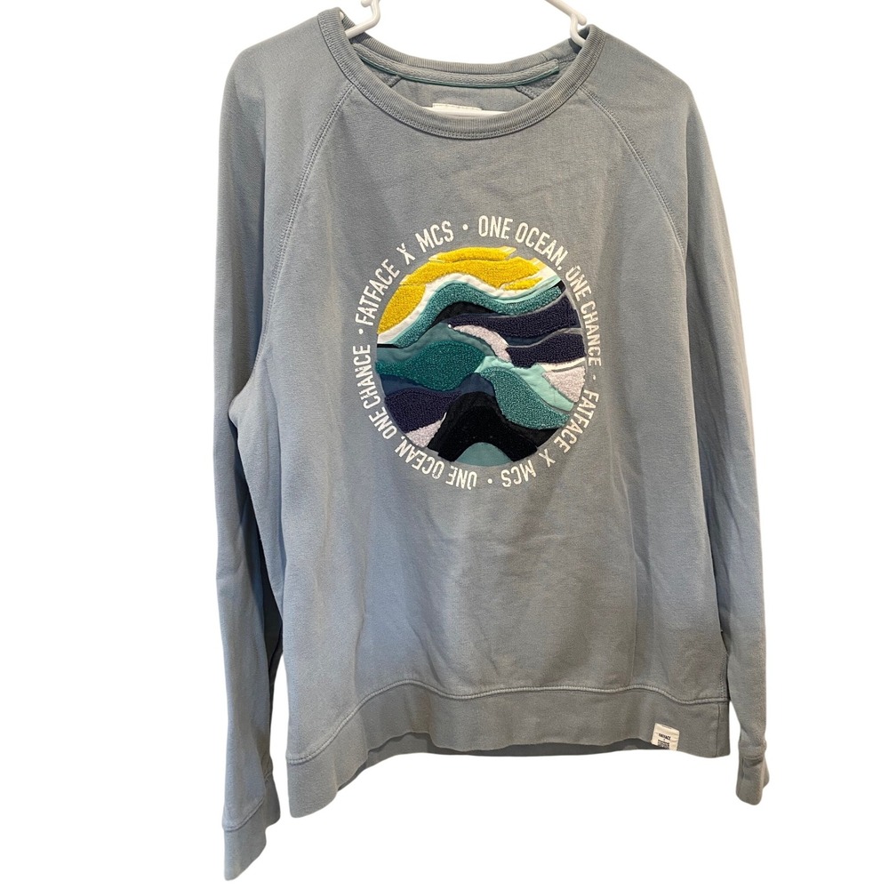 FATFACE MCS One Ocean One Chance‎ Pullover Sweatshirt Medium Coastal Graphic
